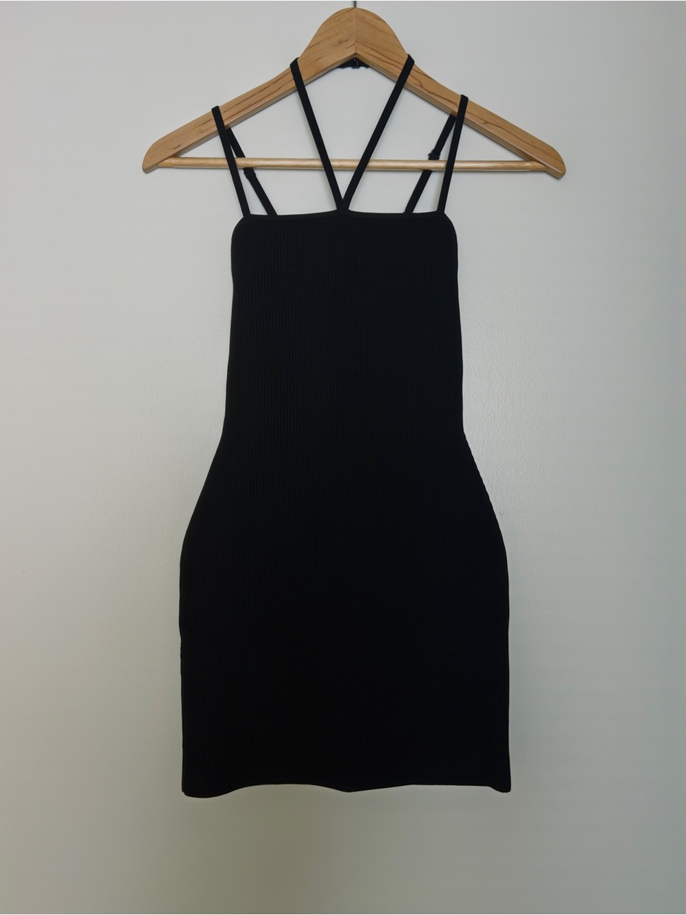 Babaton Black Sculpt Knit Mini Dress